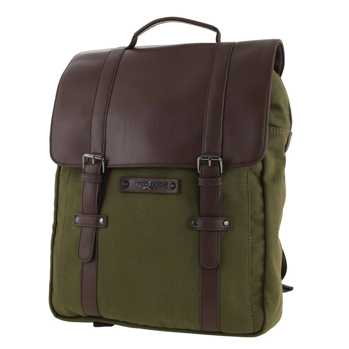 POLICE Messenger Backpack Bag with Laptop Computer Sleeve in Dark Olive - Image 2