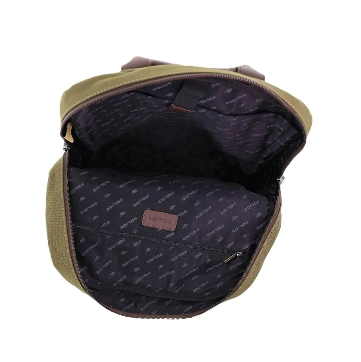 POLICE Wings Mens Canvas Backpack Bag with Laptop Computer Sleeve in Dark Olive - Image 5