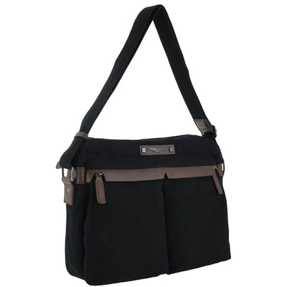 POLICE Wings Canvas Mens Messenger Business Bag w/ Laptop Computer Section in Black - Image 2