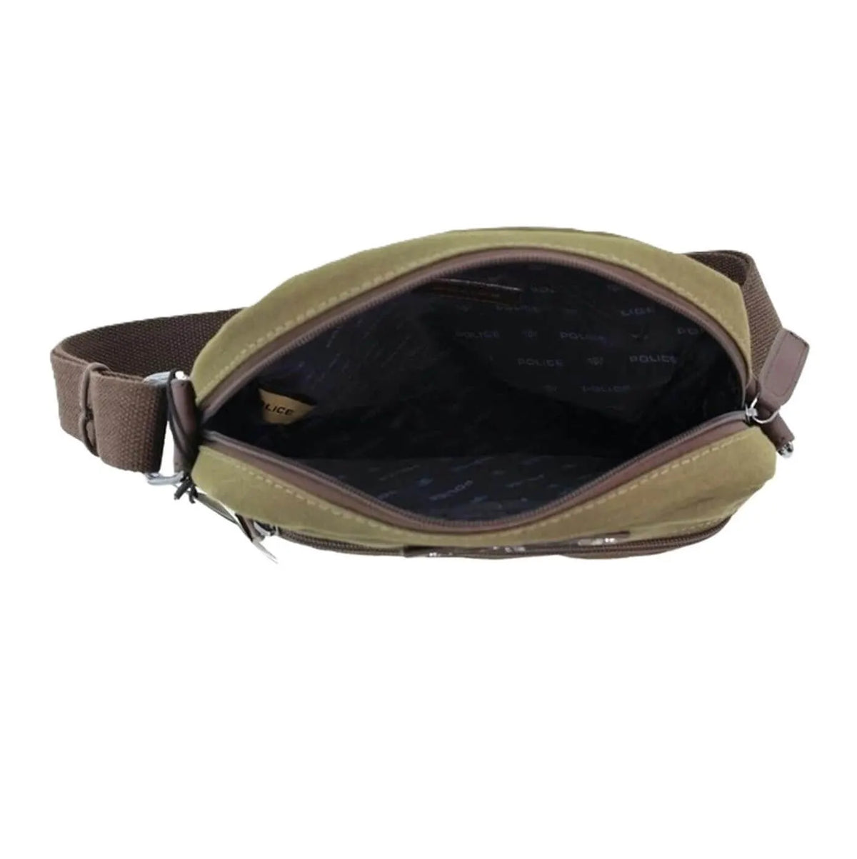 POLICE Wings Canvas Mens Messenger Business Bag w/ Laptop Computer Section in Dark Olive - Image 4