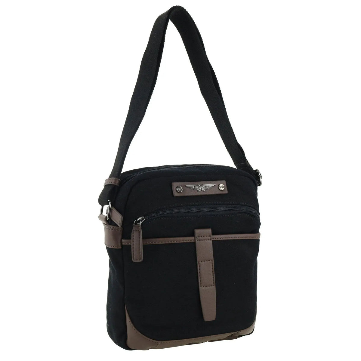 POLICE Wings Mens Canvas Crossbody Bag in Black - Image 2