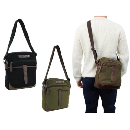 POLICE Wings Mens Canvas Crossbody Bag in Black - Image 3