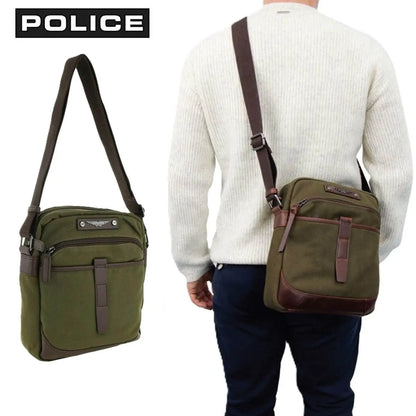 POLICE Wings Mens Canvas Crossbody Bag in Dark Olive - Image 3