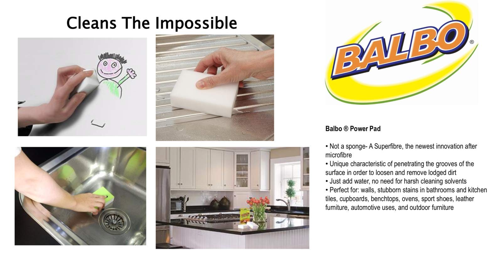Pack of 2 BALBO Power Pad Cleaning Pad Eraser Magic Cleaning Tool Sponge - Image 5