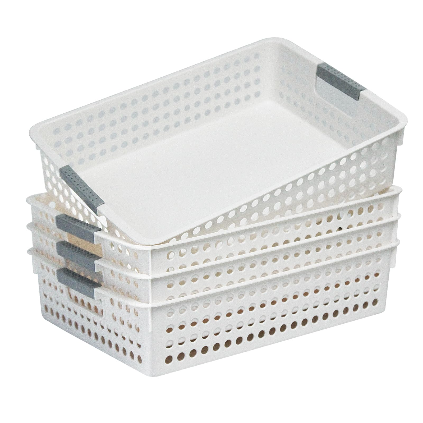 36x Premium Plastic Storage Basket Bulk w/ Grip Handles 26.5*17.2*7.3cm - Image 2