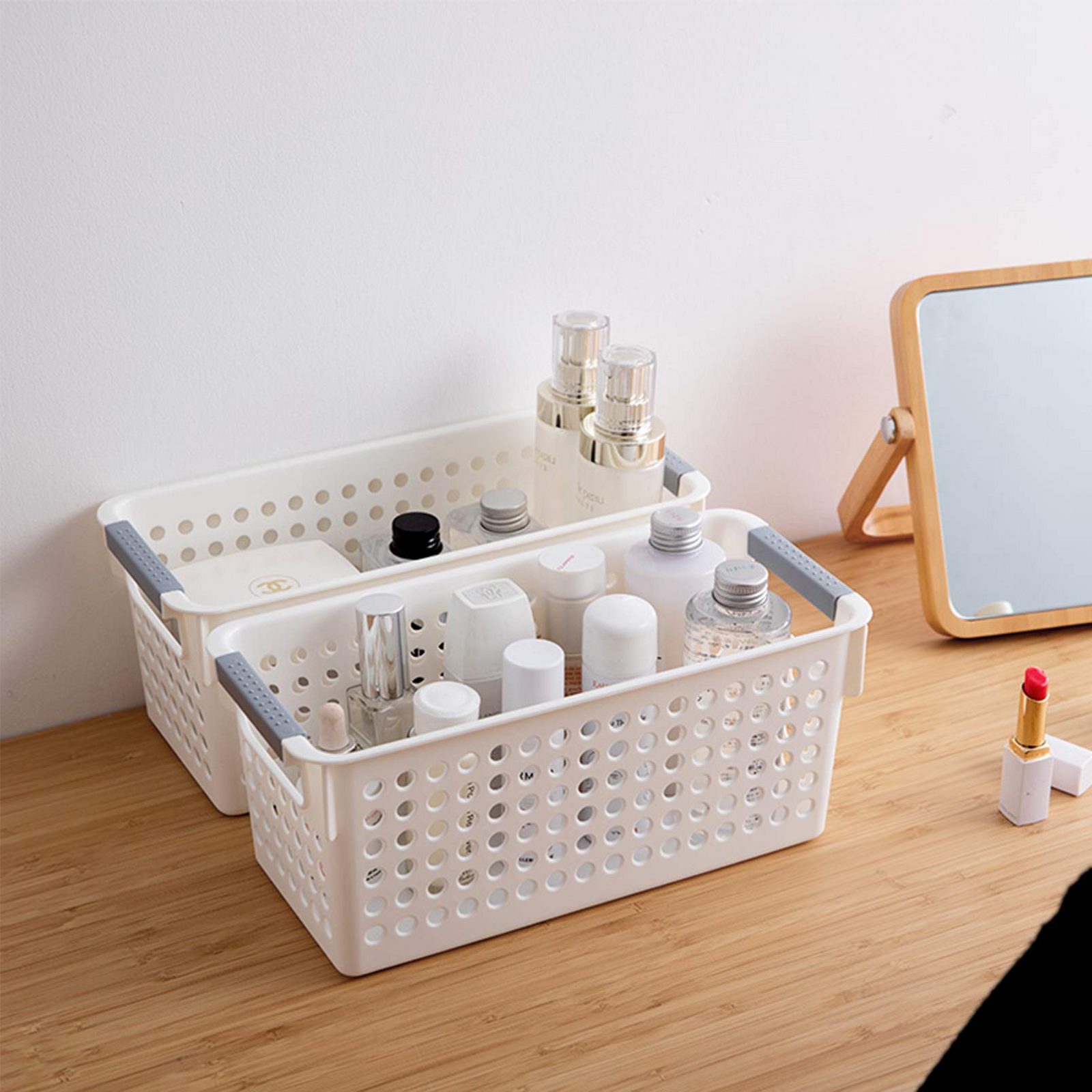 16x Premium Plastic Storage Baskets Bulk w/ Grip Handles 39.5*20.5*19.5cm - Image 3