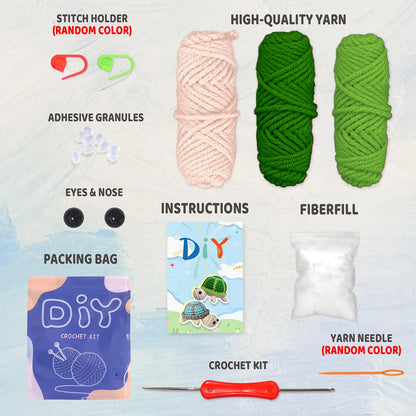 DIY Turtle Knitting Crochet Kit Needles Hooks Set Tools Yarn Sewing Grip - Image 6