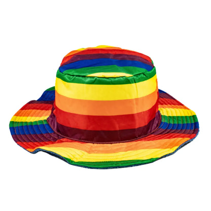 Rainbow Terry Towelling Bucket Hat Gay Lesbian Mardi Gras Party Cap LGBT - Reversible - Image 2