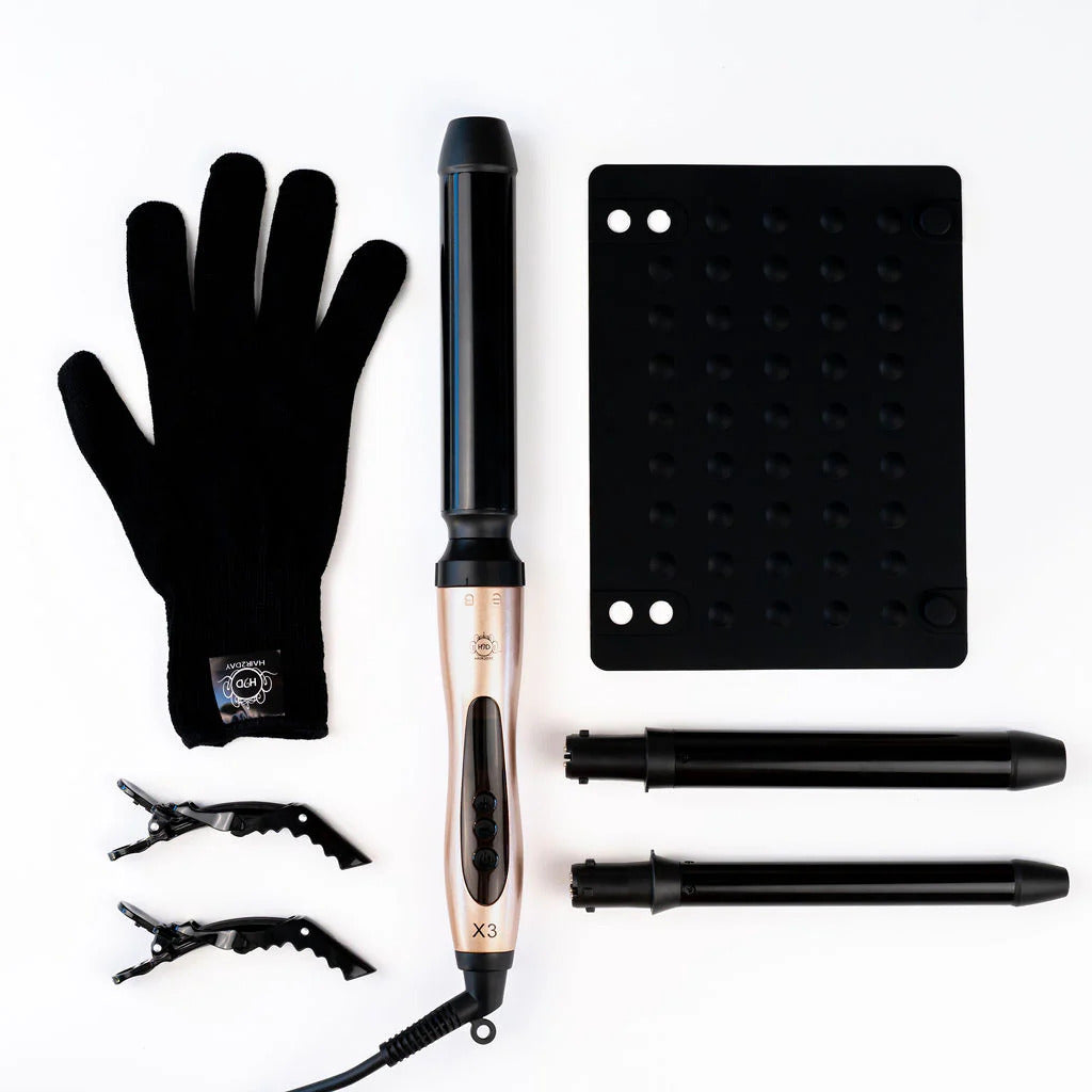 H2D X3 Professional Curling Wand Ceramic Curler Roller - Rose Gold - Image 2