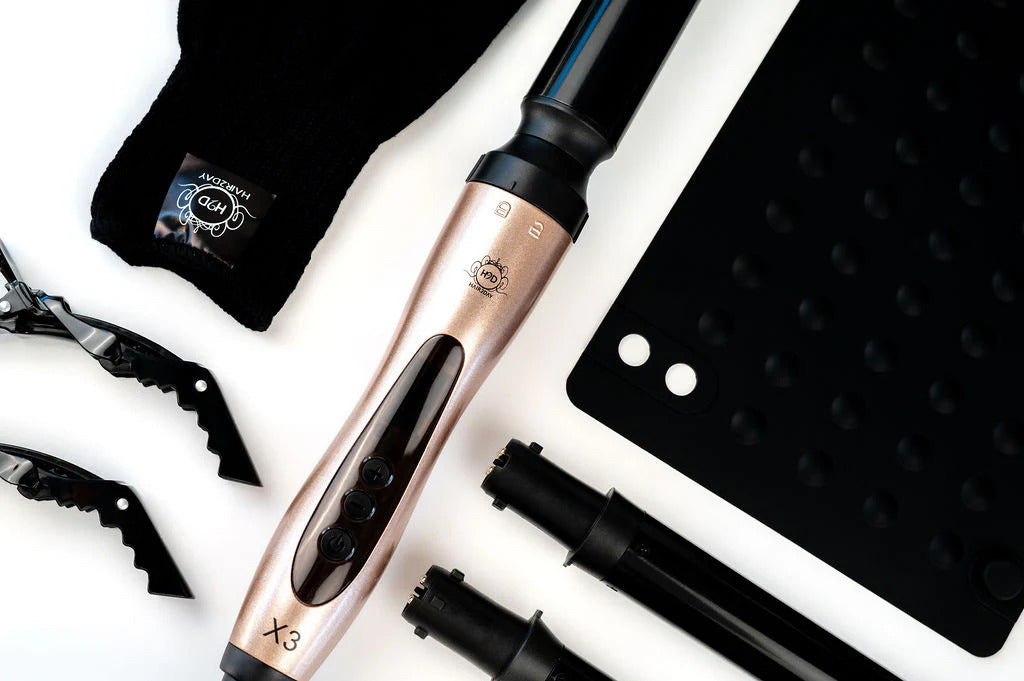H2D X3 Professional Curling Wand Ceramic Curler Roller - Rose Gold - Image 3