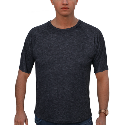 Mens Merino Wool Blend Thermal Top Short Sleeve Base Layer Warm - Black - XXL