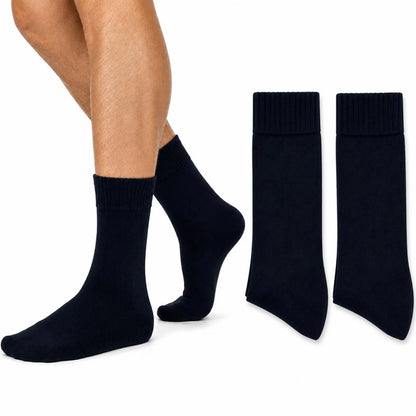 Merino Wool Mens Thermal Diabetic Socks Loose Top Circulation 2 Pairs - Navy