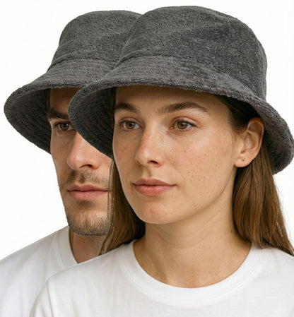 Stingy Brim Terry Towelling Bucket Hat Daggy Fishing Camping Lad Cap 100% COTTON - Grey  - L/XL - Image 2