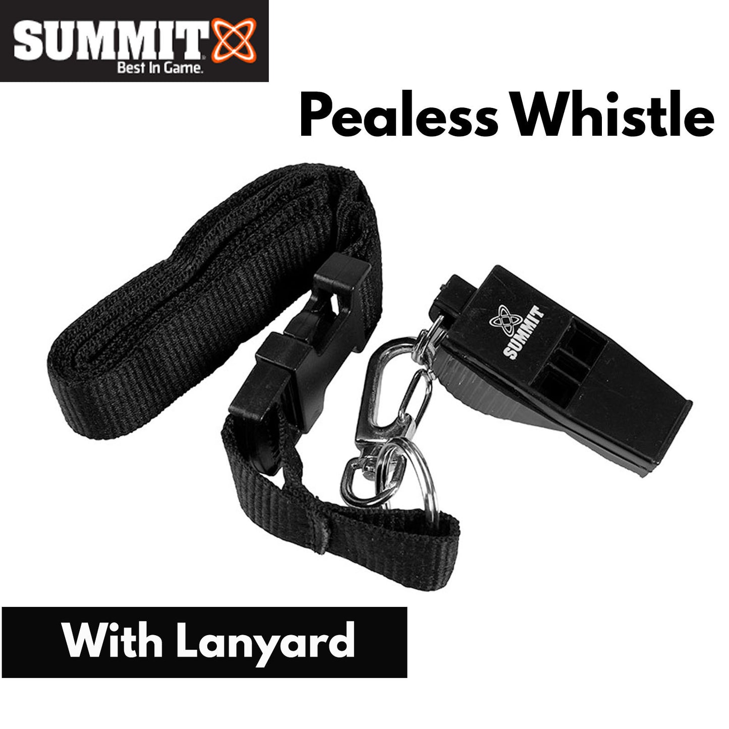 Summit Pealess Sports Whistle w Lanyard Professional Referee Match Training - Image 3