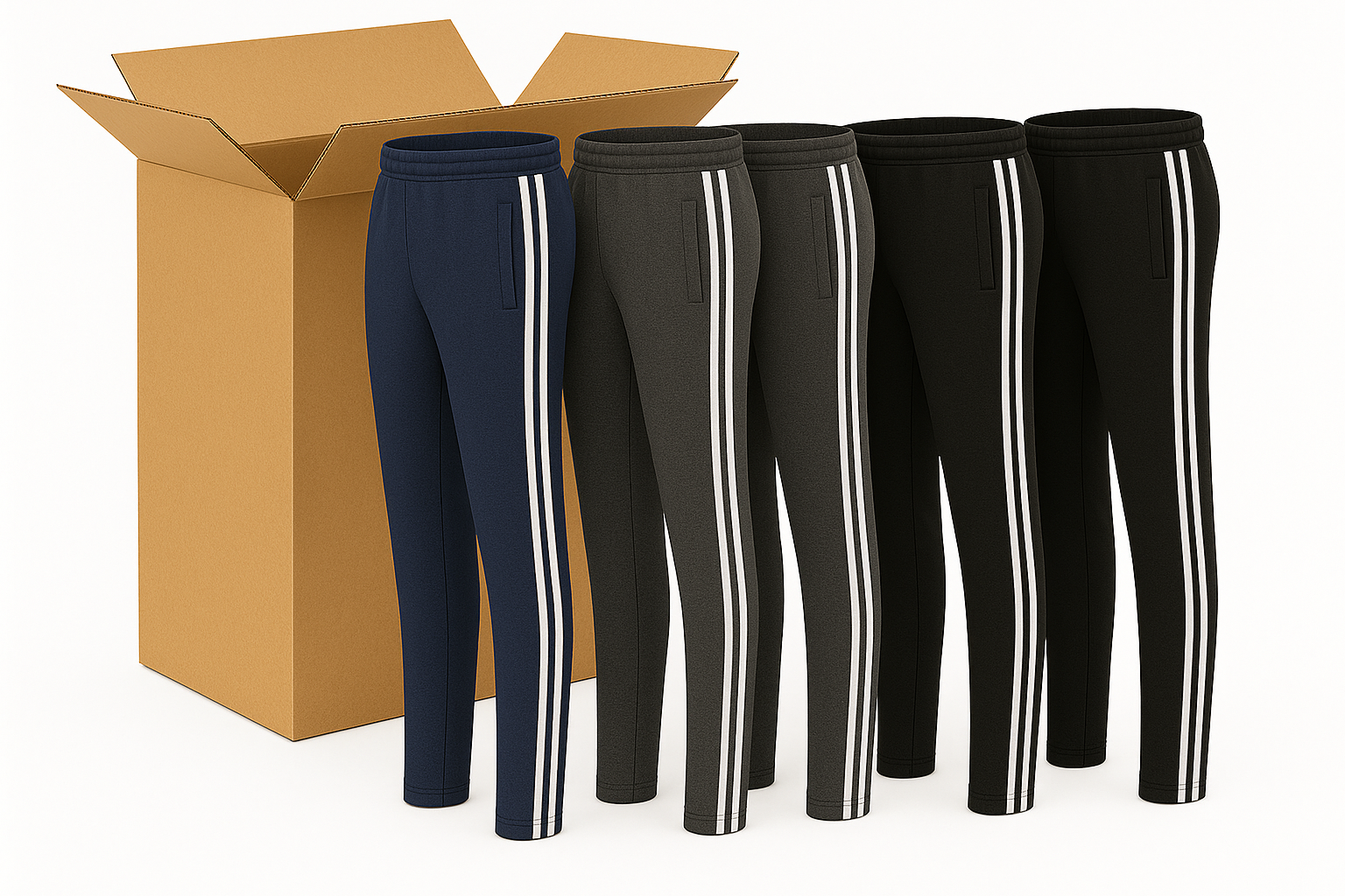 24x Pairs Mens Straight Leg Track Pants Low Pill Elastic Waist Bottoms Bulk (1 Box) - Image 2
