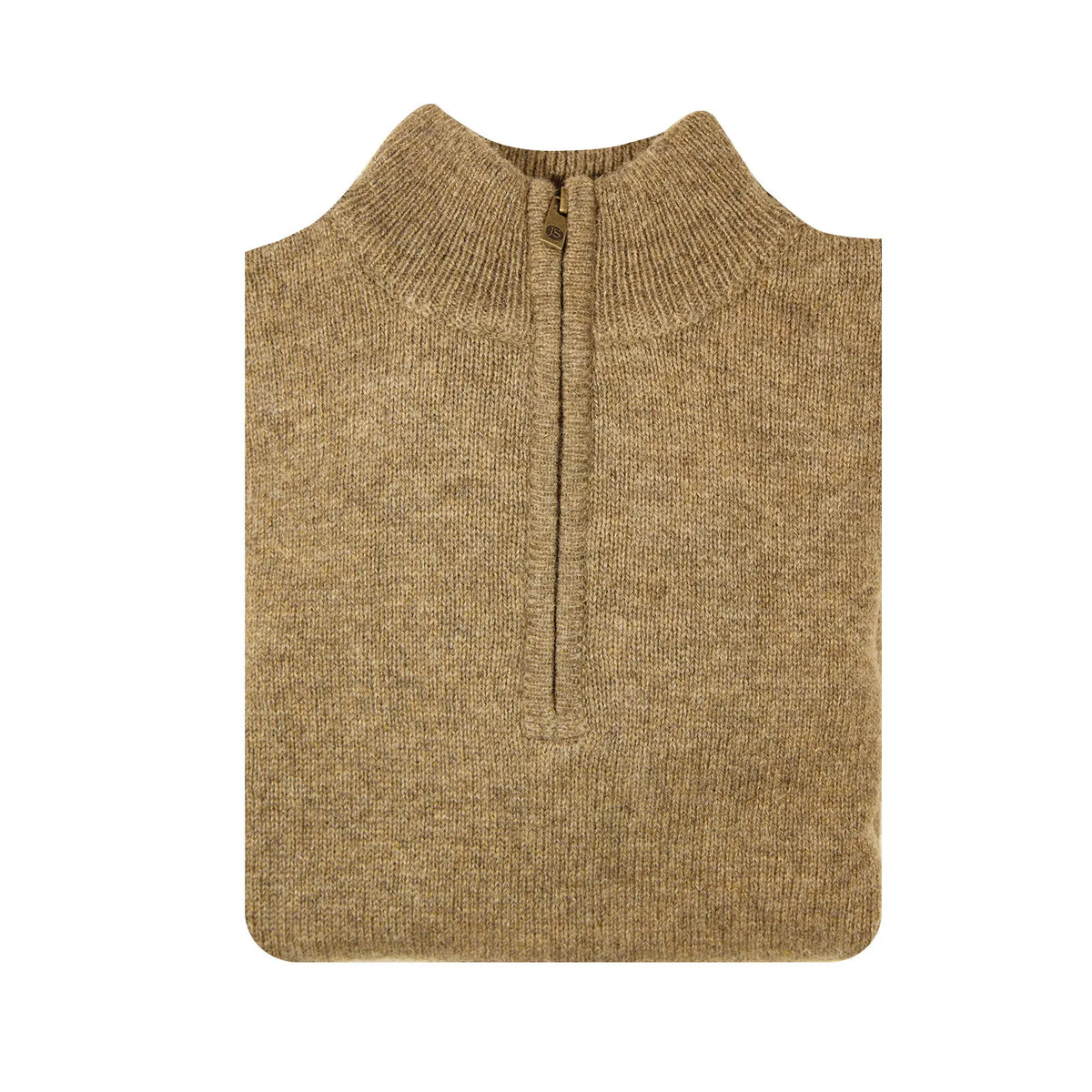 100% SHETLAND RAGG WOOL Half Zip Up Knit JUMPER Pullover Mens Sweater Knitted - Nutmeg - Image 5