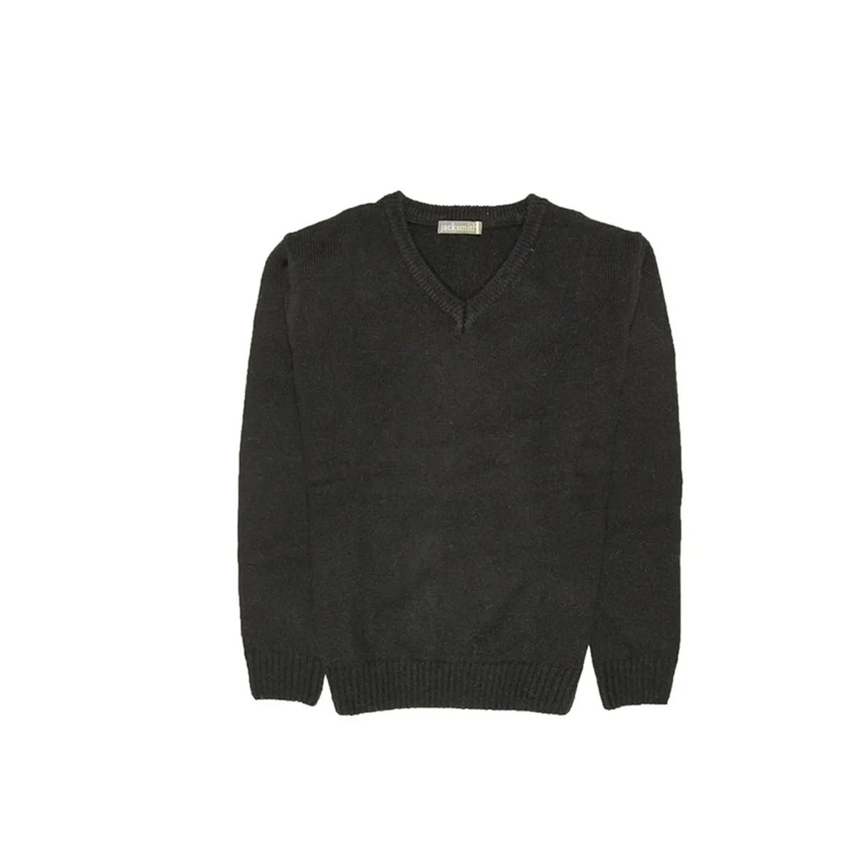 100% Shetland Ragg Wool V Neck Knit Jumper Pullover Mens Sweater Knitted - Plain Black - Image 6