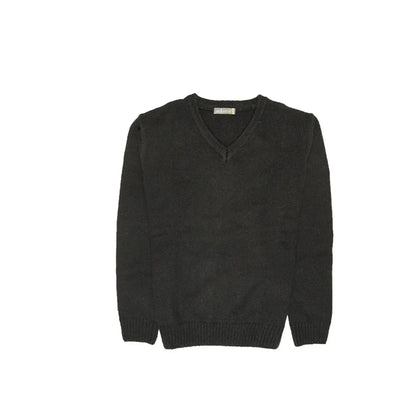 100% Shetland Ragg Wool V Neck Knit Jumper Pullover Mens Sweater Knitted - Plain Black - Image 6