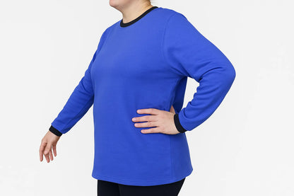 Ladies Plus Size Crew Neck Long Sleeve Top Queen Womens Jumper - Purple/Black - Image 4