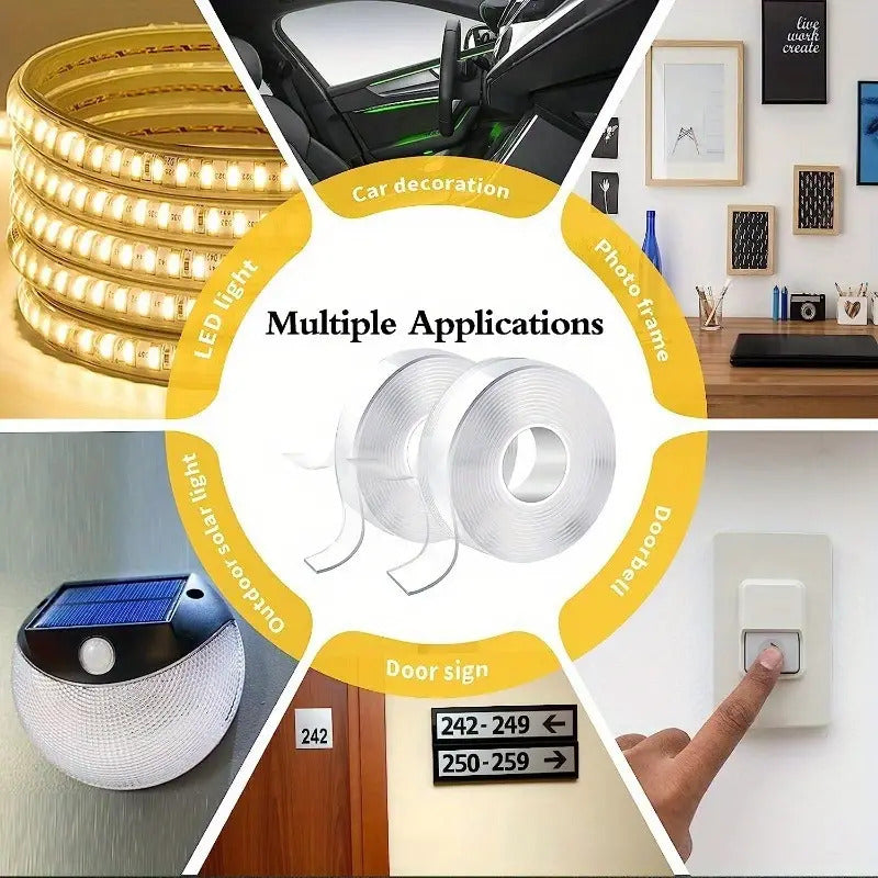 2x Double-Sided Nano Mounting Tape Traceless Clear Adhesive Invisible Gel 2M x 20mm - Image 8