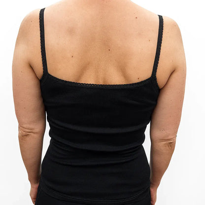 Thermo Fleece Ladies Pure Wool Camisole w Lace Thermal Thermals Top Singlet - Black - Image 4