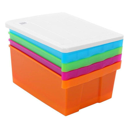 MEGA 4 Tier Drawer Storage Shelf Unit Organiser Plastic Level Office Cabinet in Coloured - Image 3