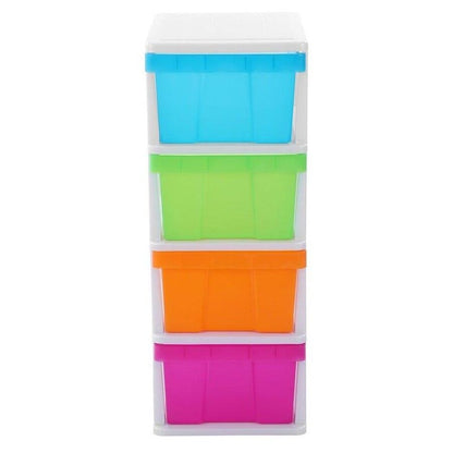 MEGA 4 Tier Drawer Storage Shelf Unit Organiser Plastic Level Office Cabinet in Coloured - Image 4