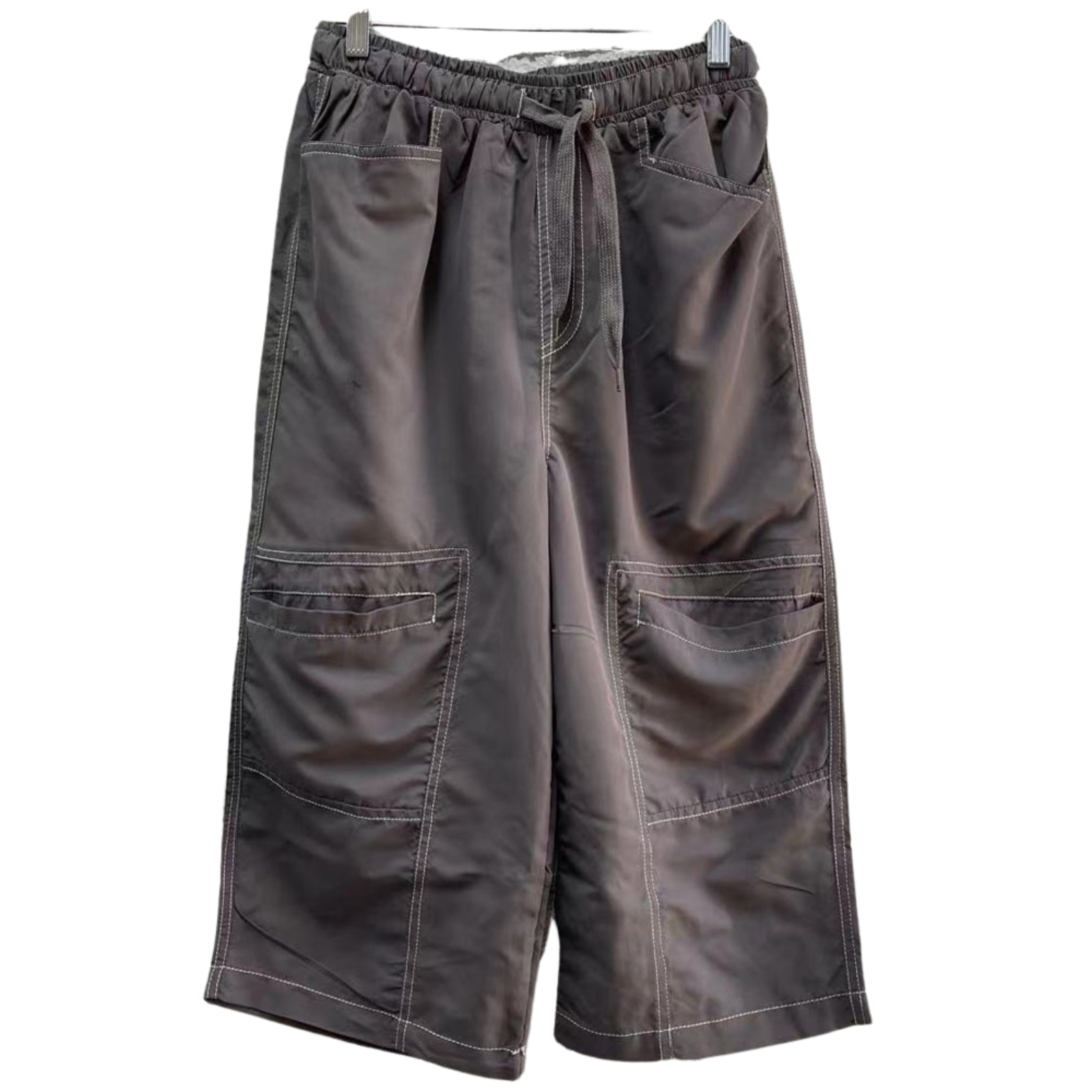 Mens 3/4 Longer Length Microfibre Cargo Shorts Bottoms - Rabbit - S - Image 2