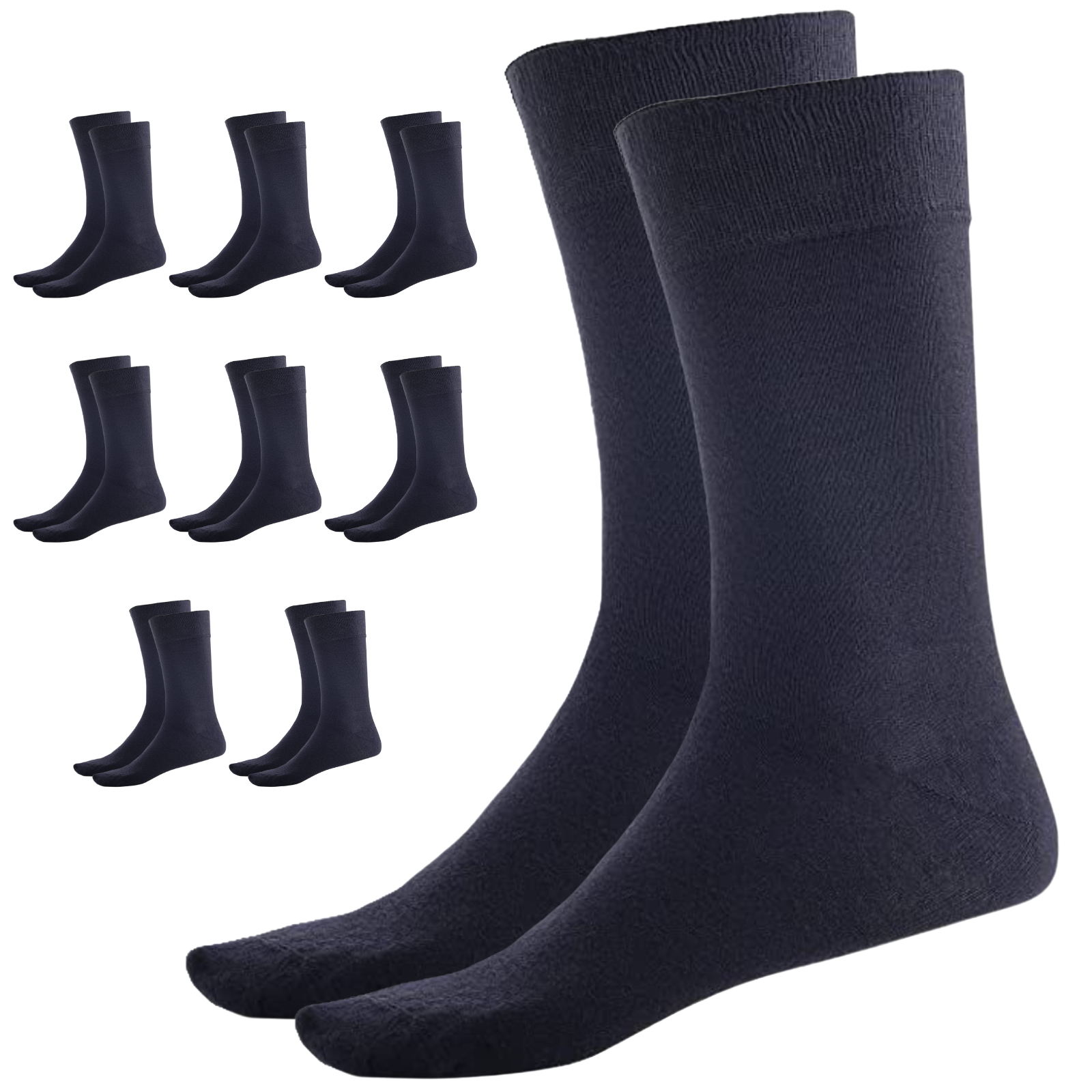 9 Pairs BAMBOO SOCKS Crew Natural Eco Healthy Enviro Unisex Work Business BULK - Navy - 2-8 - Image 2