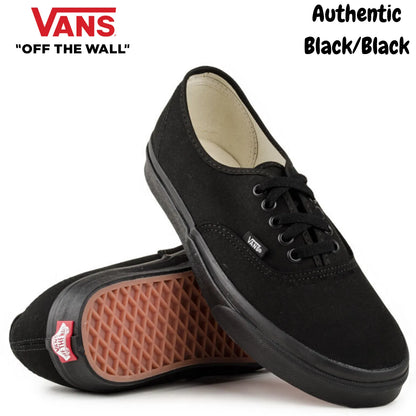 VANS Authentic Shoes Sneakers Classic Skateboard Sneakers Casual Skate Board - Black/Black - Image 2