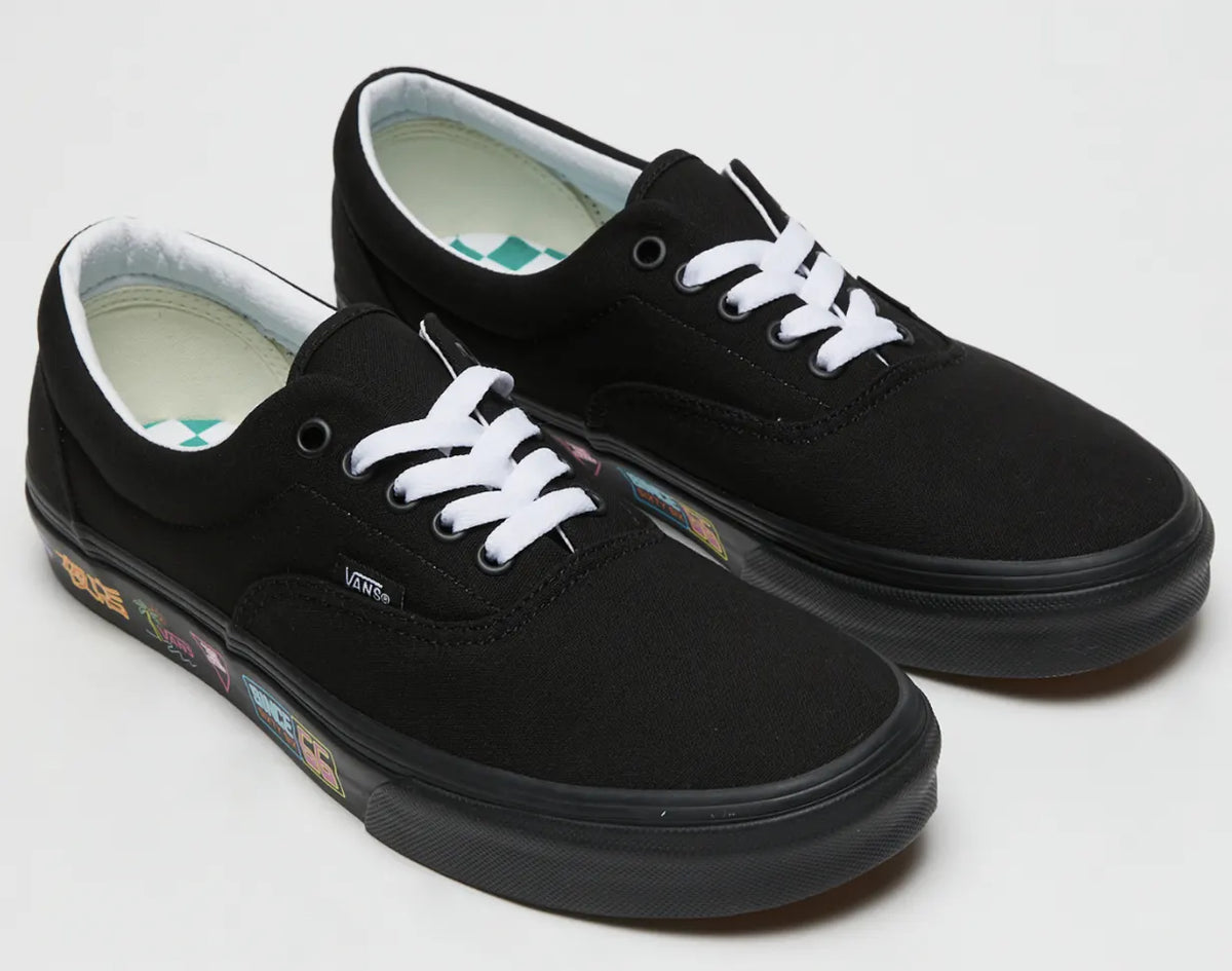 Vans Mens Era Market Canvas Casual Sneakers Shoes Skateboard - Black/Neon - Image 2