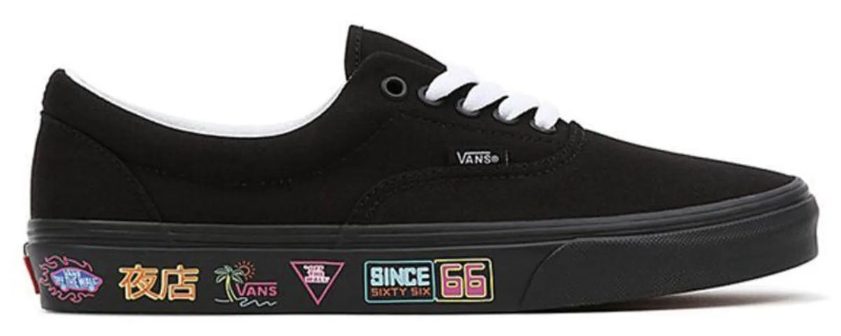 Vans Mens Era Market Canvas Casual Sneakers Shoes Skateboard - Black/Neon - Image 5
