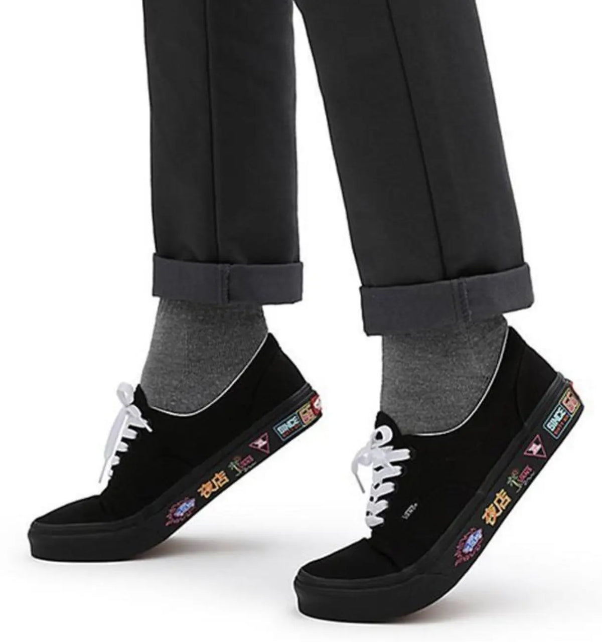 Vans Mens Era Market Canvas Casual Sneakers Shoes Skateboard - Black/Neon - Image 6