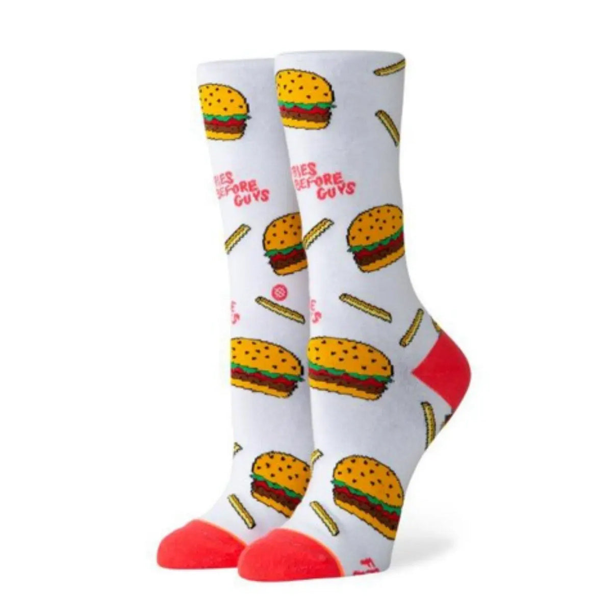 Stance "Fries Before Guys" Burger & Fries Crew Socks – Fun Food Print - Image 2