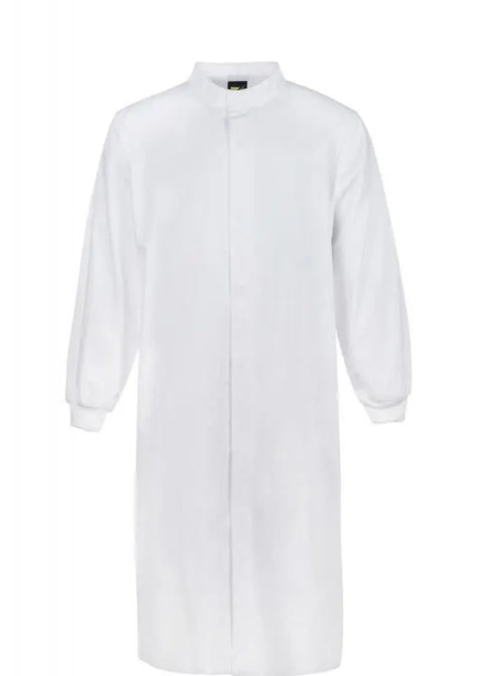 WorkCraft Long Sleeve Dust Coat w Cuff Full Length w Mandarin Collar - White
