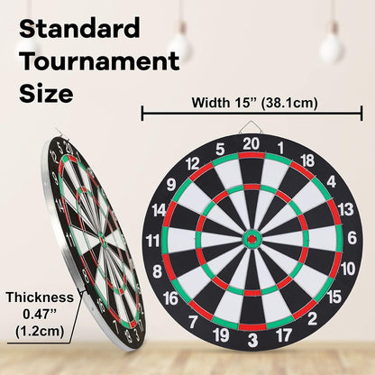 15" Dartboard Dart Board with Steel Darts Professional Competition Party Game - Image 7