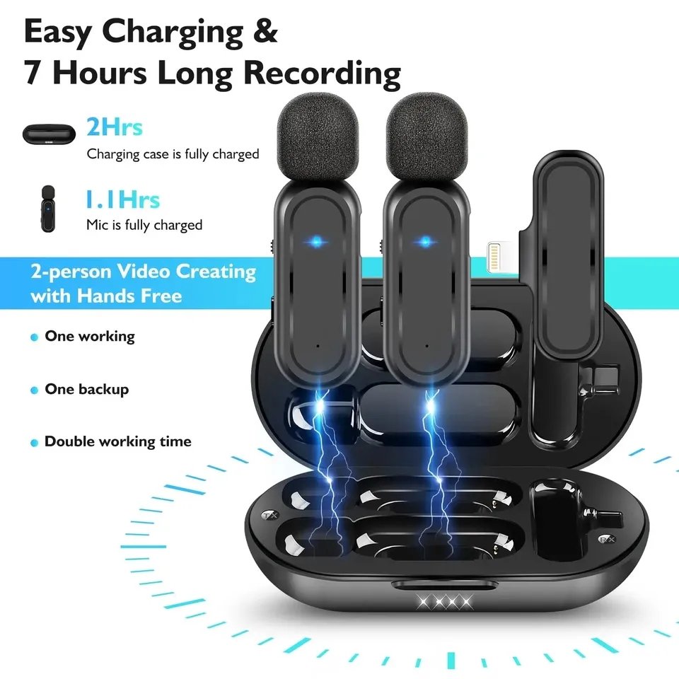 HRIDZ Wireless Lavalier Microphone fast connection Port Mic For Apple iPhone ipad Vlog Live Stream - Image 2