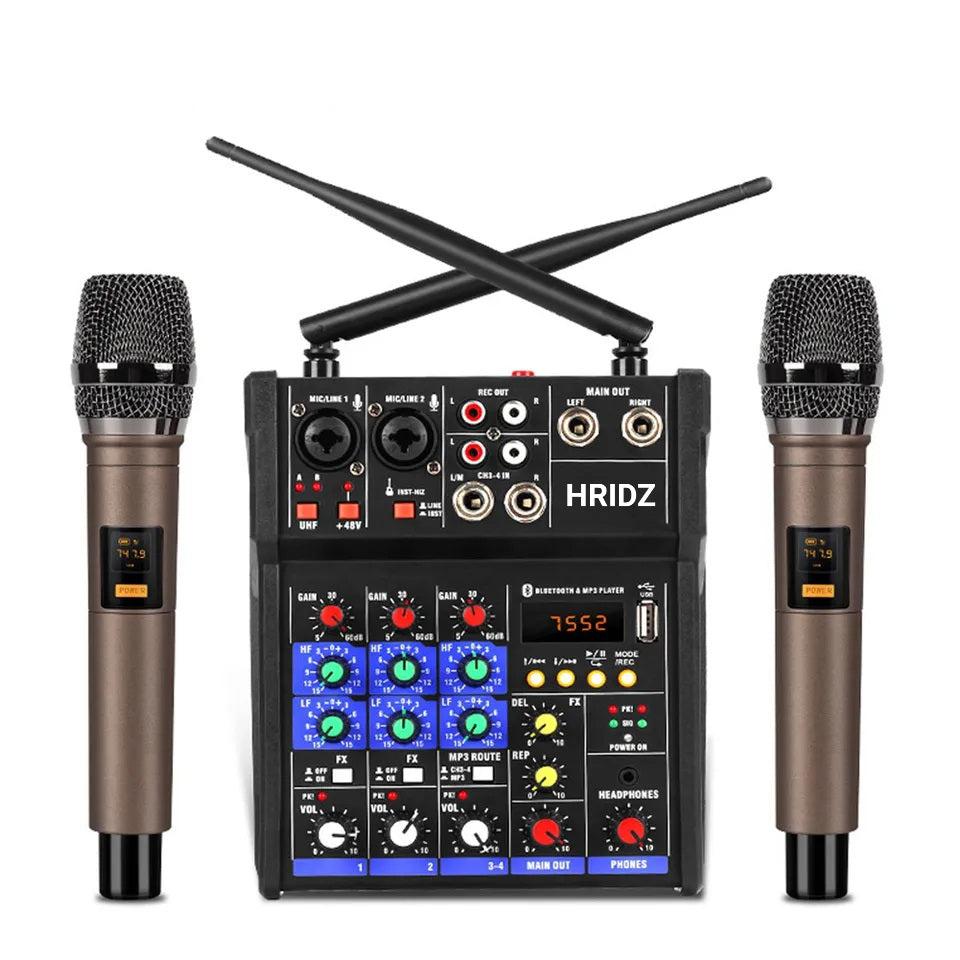 HRIDZ EMC-G04 Audio Mixer with UHF Wireless Microphone for DJ Karaoke PC Record - Image 6