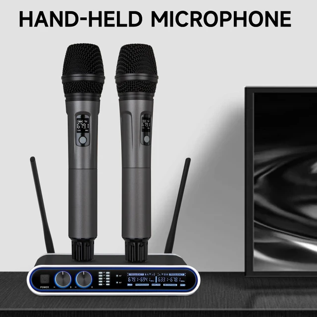 Hridz Wireless UHF Microphone Kit Dual Handheld Mics with 100m Range Receiver for Karaoke Meetings Parties - Image 3