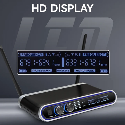 Hridz Wireless UHF Microphone Kit Dual Handheld Mics with 100m Range Receiver for Karaoke Meetings Parties - Image 4
