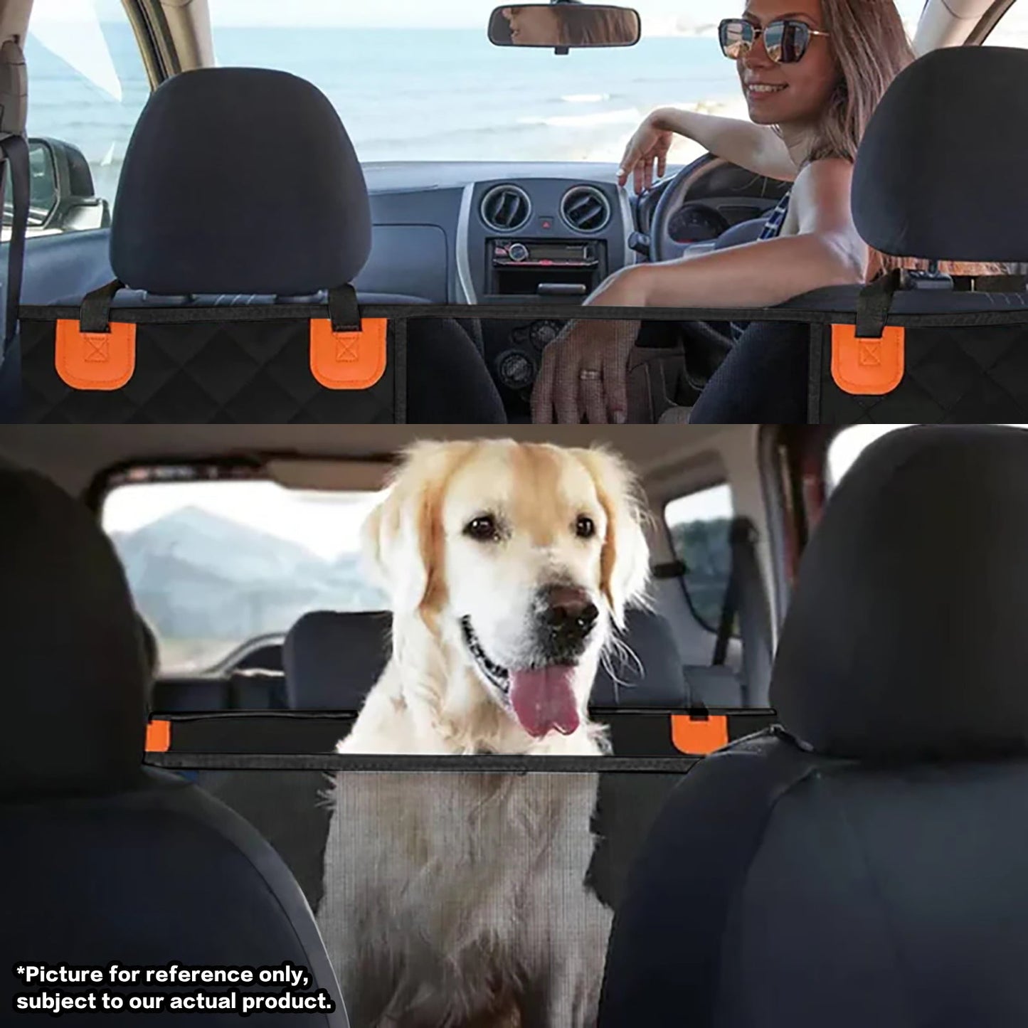 Black PawfectFriend Hard Bottom Car Back Seat Extender & Hammock for Dogs – 63x132cm Waterproof, Heavy-Duty Pet Seat Protector - Image 2