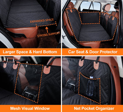 Black PawfectFriend Hard Bottom Car Back Seat Extender & Hammock for Dogs – 63x132cm Waterproof, Heavy-Duty Pet Seat Protector - Image 3