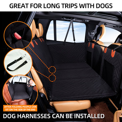 Black PawfectFriend Hard Bottom Car Back Seat Extender & Hammock for Dogs – 63x132cm Waterproof, Heavy-Duty Pet Seat Protector - Image 4