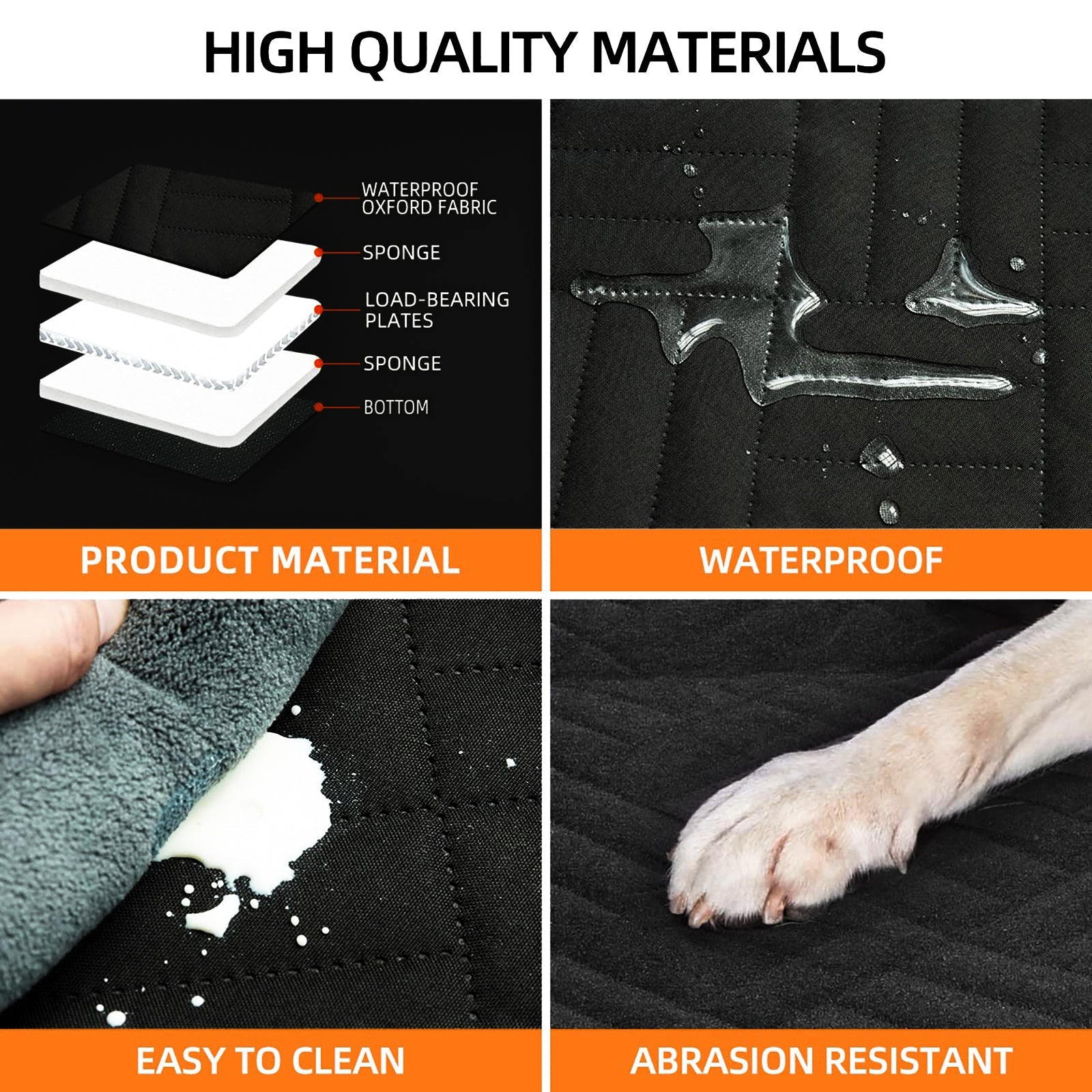 Black PawfectFriend Hard Bottom Car Back Seat Extender & Hammock for Dogs – 63x132cm Waterproof, Heavy-Duty Pet Seat Protector - Image 5