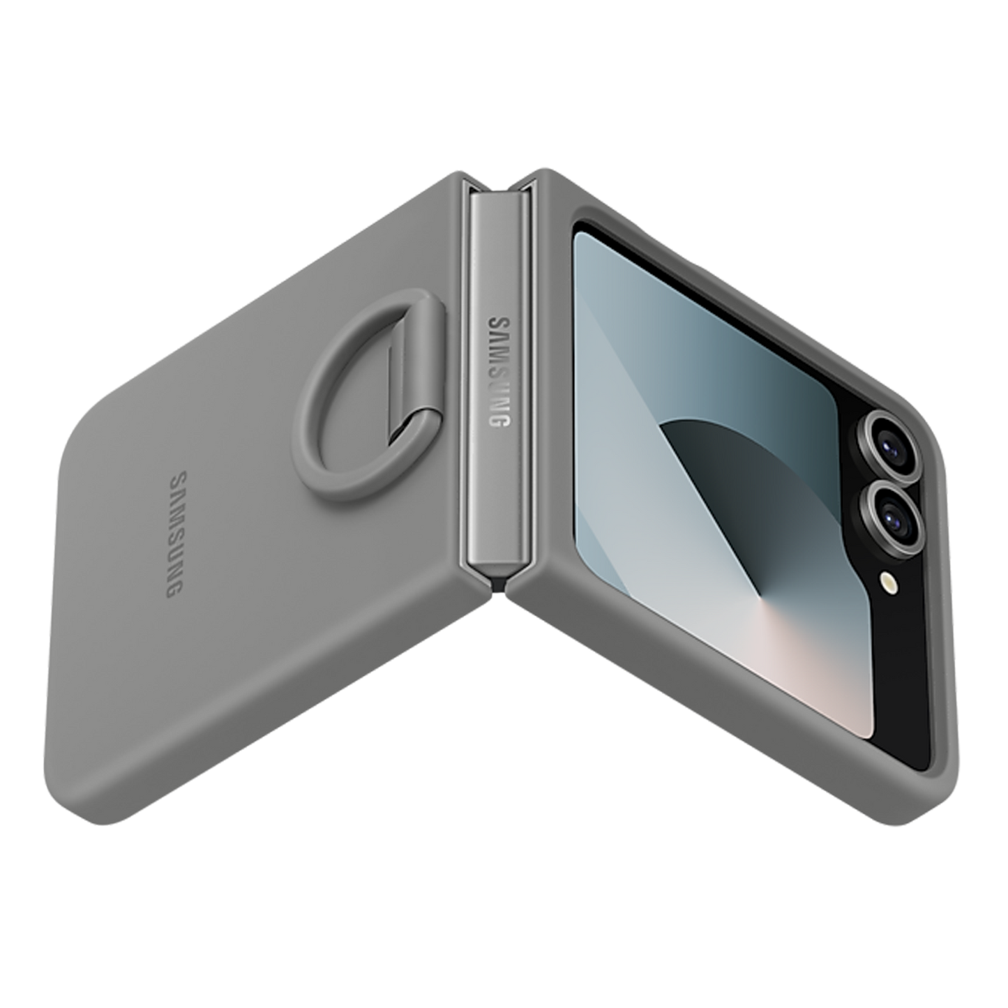 Samsung Silicone Case with Ring for Galaxy Z Flip6 - Grey - Image 5