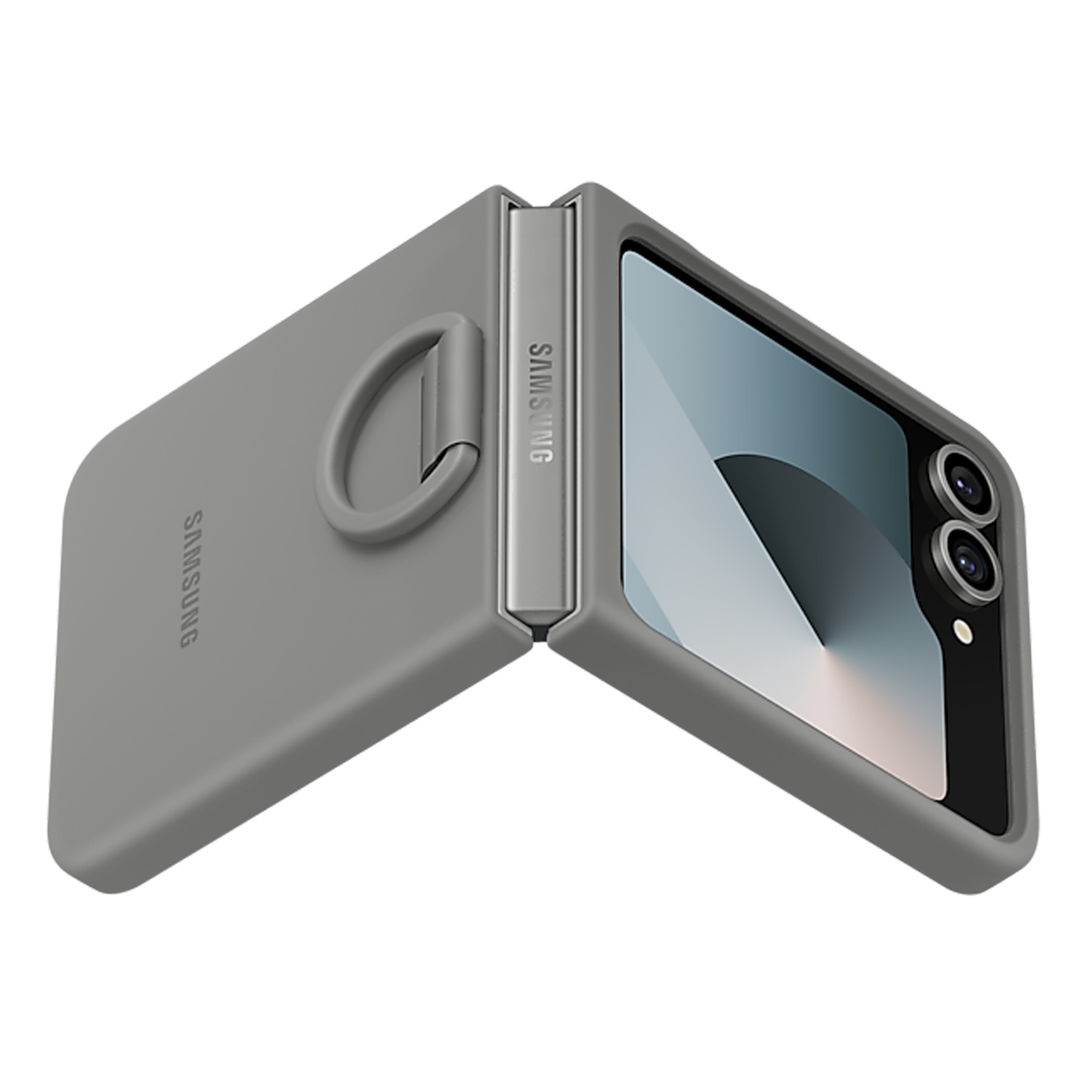 Samsung Silicone Case with Ring for Galaxy Z Flip6 - Grey - Image 5