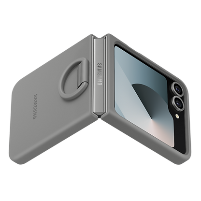 Samsung Silicone Case with Ring for Galaxy Z Flip6 - Grey - Image 5
