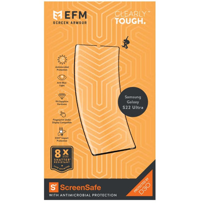 EFM ScreenSafe Film Screen Armour with D3O for Samsung Galaxy S22 Ultra (6.8) - Clear/Black - Image 2