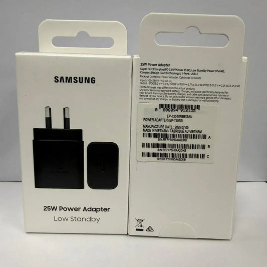 Samsung AC Charger 25W USB-C  (2024 GAN Model) - Black (No Cable)