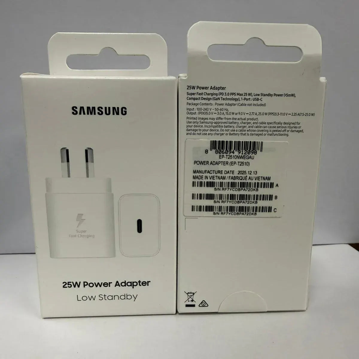 Samsung AC Charger 25W USB-C (2024 GAN Model) - White (No Cable)